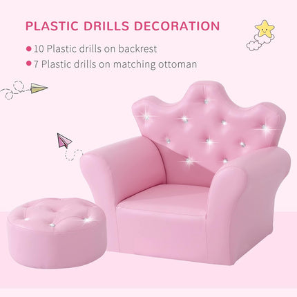 Children's Upholstered Sofa with Footstool