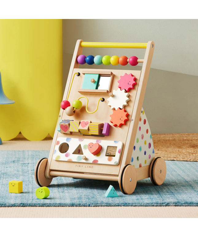 Tiny Land® Premium Natural Wooden Activity Walker