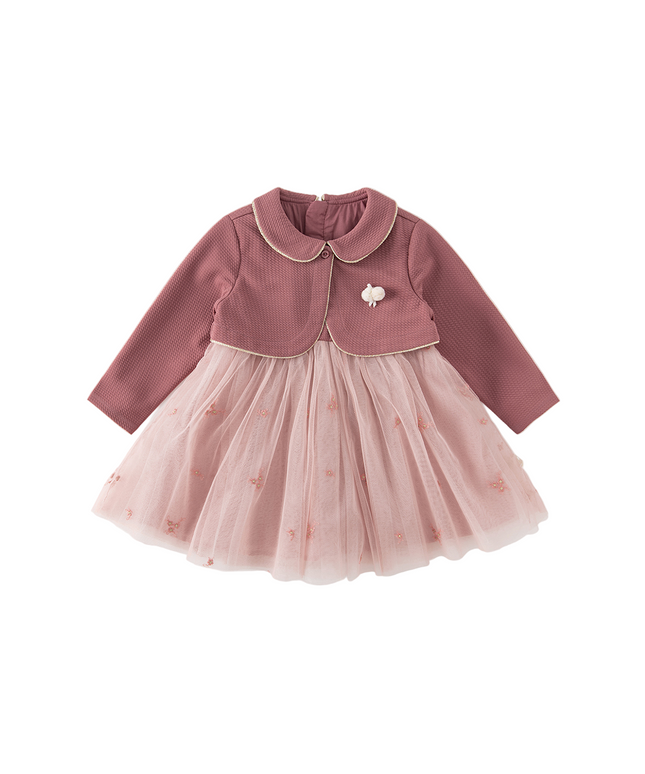 Toddler Girls Purple Pink Noble Mesh Birthday Dress