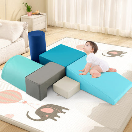 6 Pieces Foam Climbing Blocks Indoor Climb and Crawl Activity Playset With Rectangles-Navy