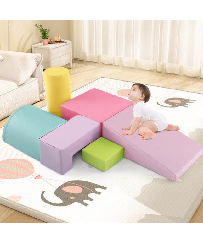 6 Pieces Foam Climbing Blocks Indoor Climb and Crawl Activity Playset With Rectangles-Multicolor