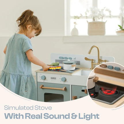 Wooden Kids Play Kitchen - Montessori - Blue