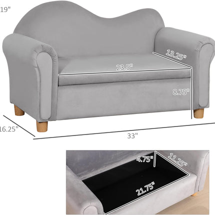 Ergonomic Foam Kids Sofa with Inner Toy Storage Chest