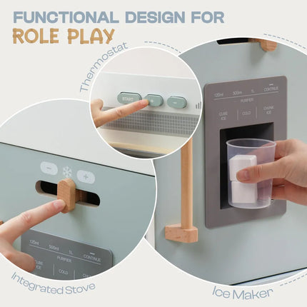 Wooden Kids Play Kitchen - Montessori - Blue