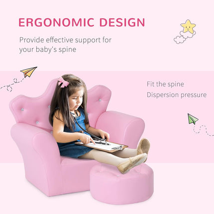 Children's Upholstered Sofa with Footstool