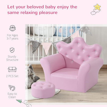 Children's Upholstered Sofa with Footstool