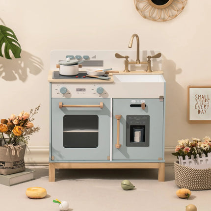 Wooden Kids Play Kitchen - Montessori - Blue