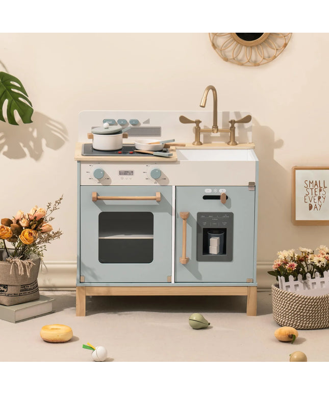 Wooden Kids Play Kitchen - Montessori - Blue