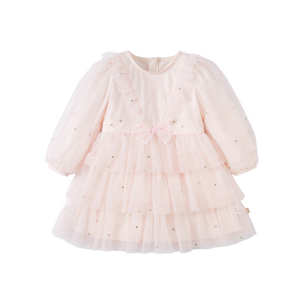 Toddler Girls Sweet Pink Layered Mesh Princess Dress