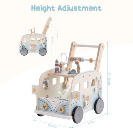 Wooden Baby Push Walker - Vacation Bus