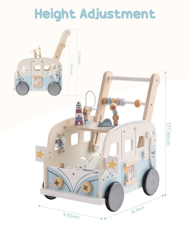 Wooden Baby Push Walker - Vacation Bus