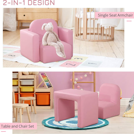 2-in-1 Multifunctional Kids Sofa Convertible Table and Chair