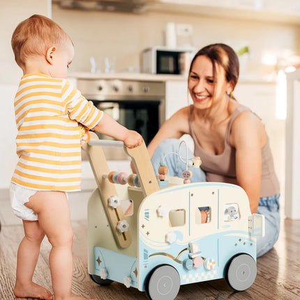 Wooden Baby Push Walker - Vacation Bus