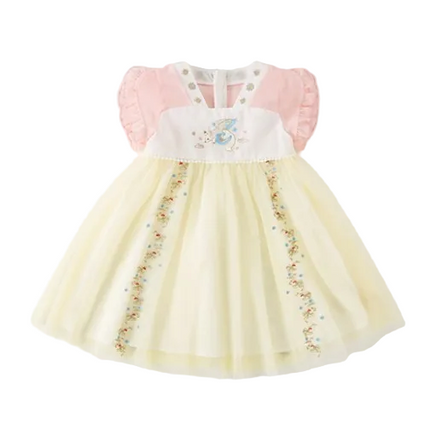 Kids Girls Summer Charming Yellow Chinese-style Embroidery Party Dress