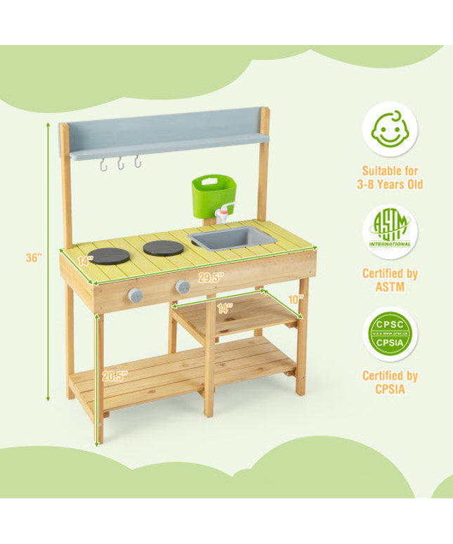 Backyard Pretend Play Toy Kitchen With Stove Top