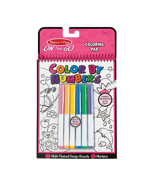 On the Go Color by Numbers Kids' Design Boards With 6 Markers - Unicorns, Ballet, Kittens, and More