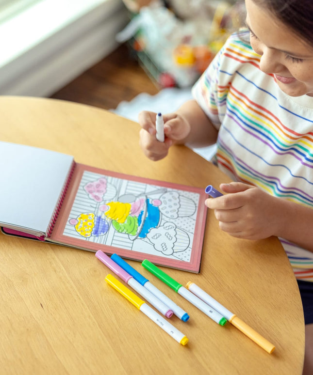 On the Go Color by Numbers Kids' Design Boards With 6 Markers - Unicorns, Ballet, Kittens, and More