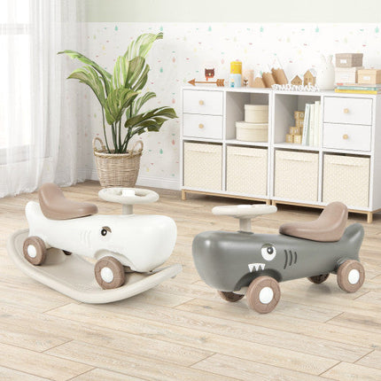 Convertible Rocking Horse and Sliding Car With Detachable Balance Board-Dark Gray