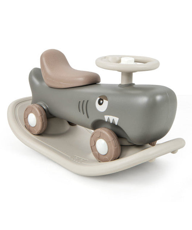 Convertible Rocking Horse and Sliding Car With Detachable Balance Board-Dark Gray