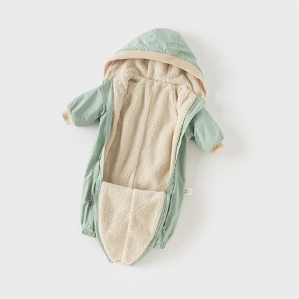 Baby Girls/Boys Cute Indoor Warm Hooded One-Piece Romper