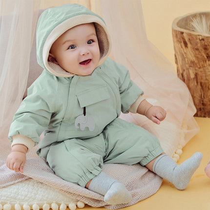 Baby Girls/Boys Cute Indoor Warm Hooded One-Piece Romper
