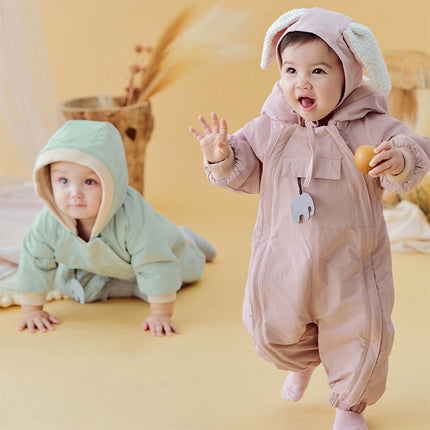 Baby Girls/Boys Cute Indoor Warm Hooded One-Piece Romper