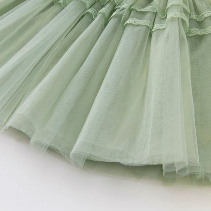 Toddler Girls Grey Green Mesh A-line Princess Dress