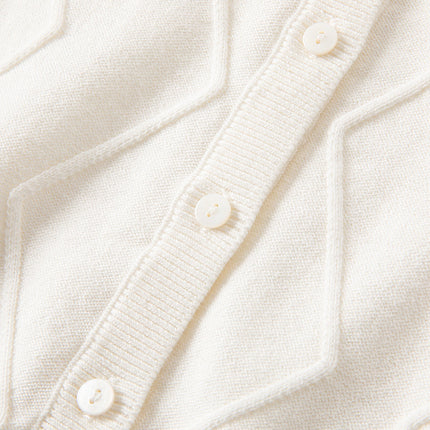 Toddler Girls Elegant Flower Embroidery Beige Knit Cotton Cardigans