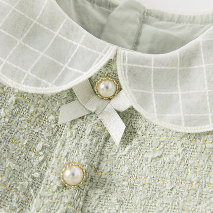 Toddler Girls Delicate Grey Green A-line Party Mesh Dress
