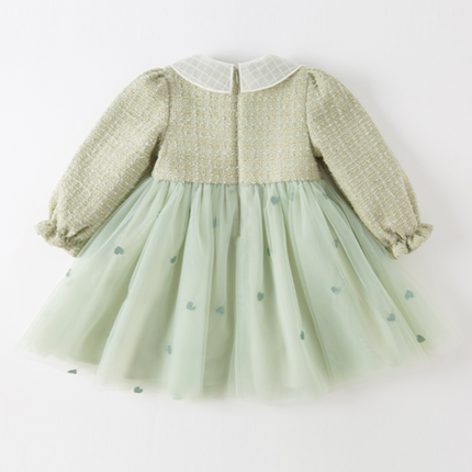 Toddler Girls Delicate Grey Green A-line Party Mesh Dress