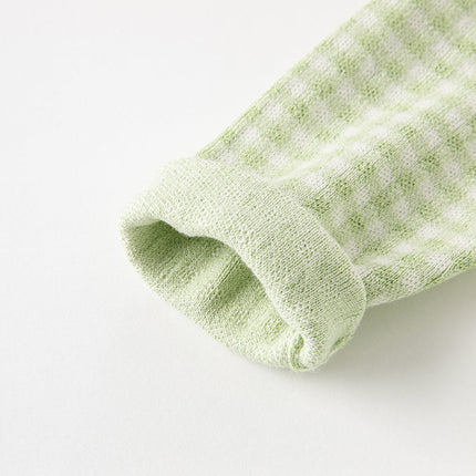 Toddler Girls Fresh Green Plaid Knit Sweater Mesh Party Dress