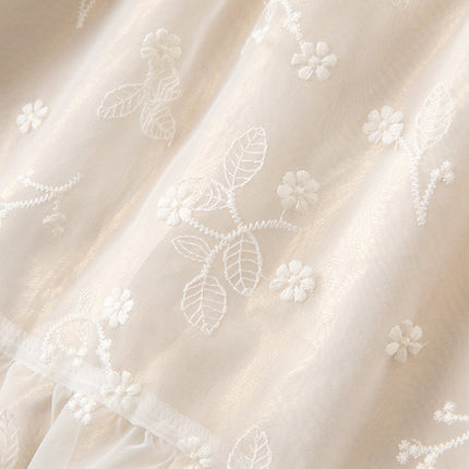Toddler Girls Beige Embroidered Craft Court Style Mesh Princess Dress