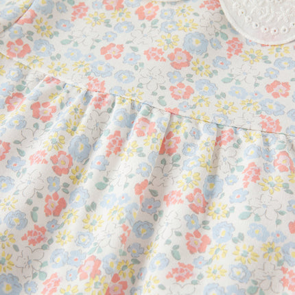 Baby Girls Sweet Cotton Floral Print Rompers Jumpsuit