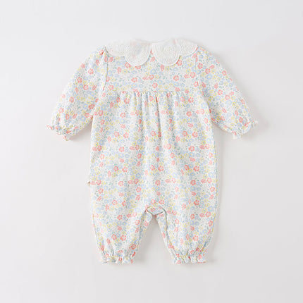 Baby Girls Sweet Cotton Floral Print Rompers Jumpsuit