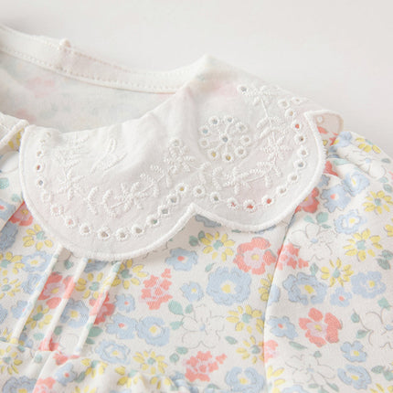 Baby Girls Sweet Cotton Floral Print Rompers Jumpsuit