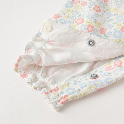 Baby Girls Sweet Cotton Floral Print Rompers Jumpsuit