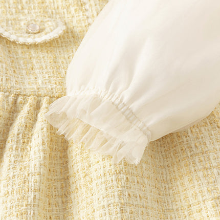 Toddler Girls Yellow Romantic French-style Princess Dress(wallet bag)