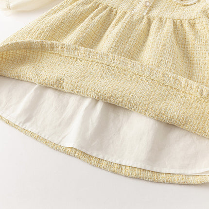 Toddler Girls Yellow Romantic French-style Princess Dress(wallet bag)
