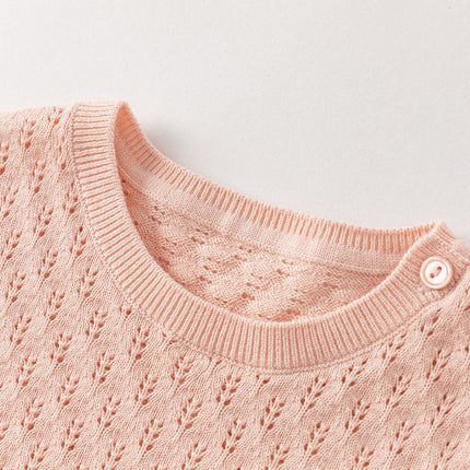 Toddler Girls Light Pink Soft Knit Sweater Mesh A-line Princess Dress