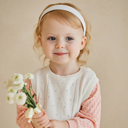 Toddler Girls Light Pink Soft Knit Sweater Mesh A-line Princess Dress