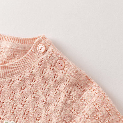 Toddler Girls Light Pink Soft Knit Sweater Mesh A-line Princess Dress