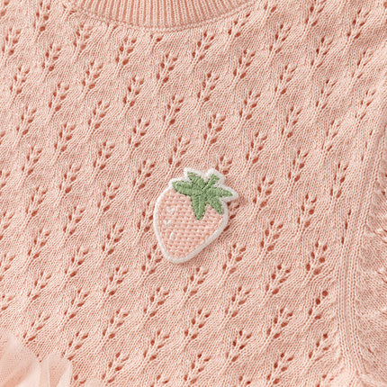 Toddler Girls Light Pink Soft Knit Sweater Mesh A-line Princess Dress
