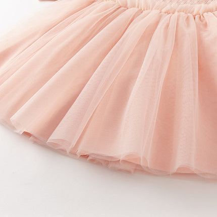 Toddler Girls Light Pink Soft Knit Sweater Mesh A-line Princess Dress
