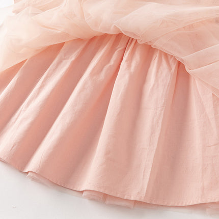 Toddler Girls Light Pink Soft Knit Sweater Mesh A-line Princess Dress