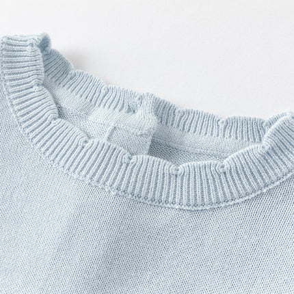 Toddler Girls Gentle Light Blue Knit Sweater Mesh Princess Dress