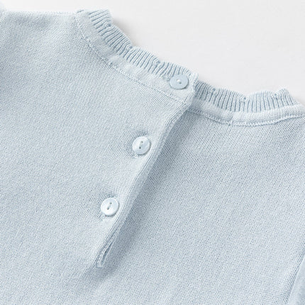 Toddler Girls Gentle Light Blue Knit Sweater Mesh Princess Dress