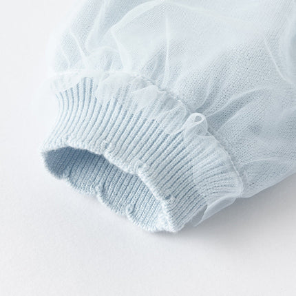 Toddler Girls Gentle Light Blue Knit Sweater Mesh Princess Dress