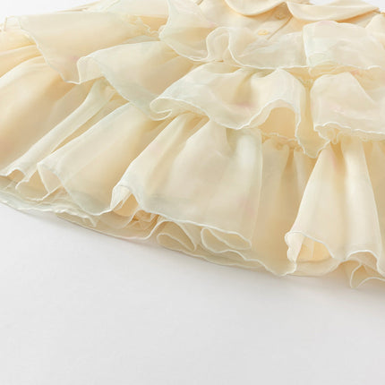 Toddler Girls Gentle Yellow Floral Princess Mesh Dress