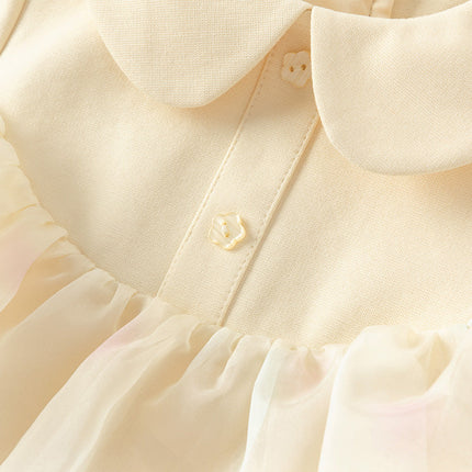 Toddler Girls Gentle Yellow Floral Princess Mesh Dress