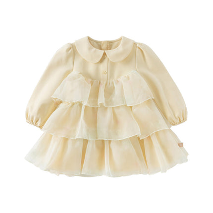 Toddler Girls Gentle Yellow Floral Princess Mesh Dress